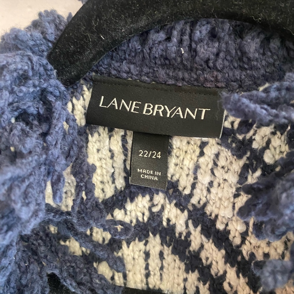 Lane Bryant Women’s Chunky Knit Open Front Cardigan Navy Off White Size 22/24 - Picture 5 of 10